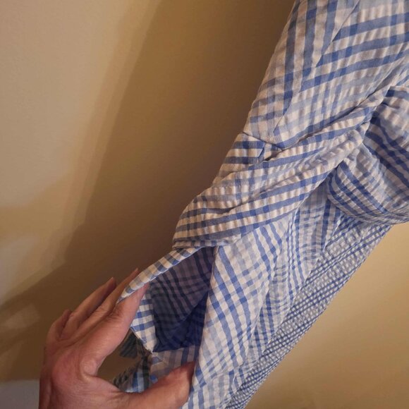 Blue/White Checkered Dress with Pockets & Belt - Picture 5 of 5